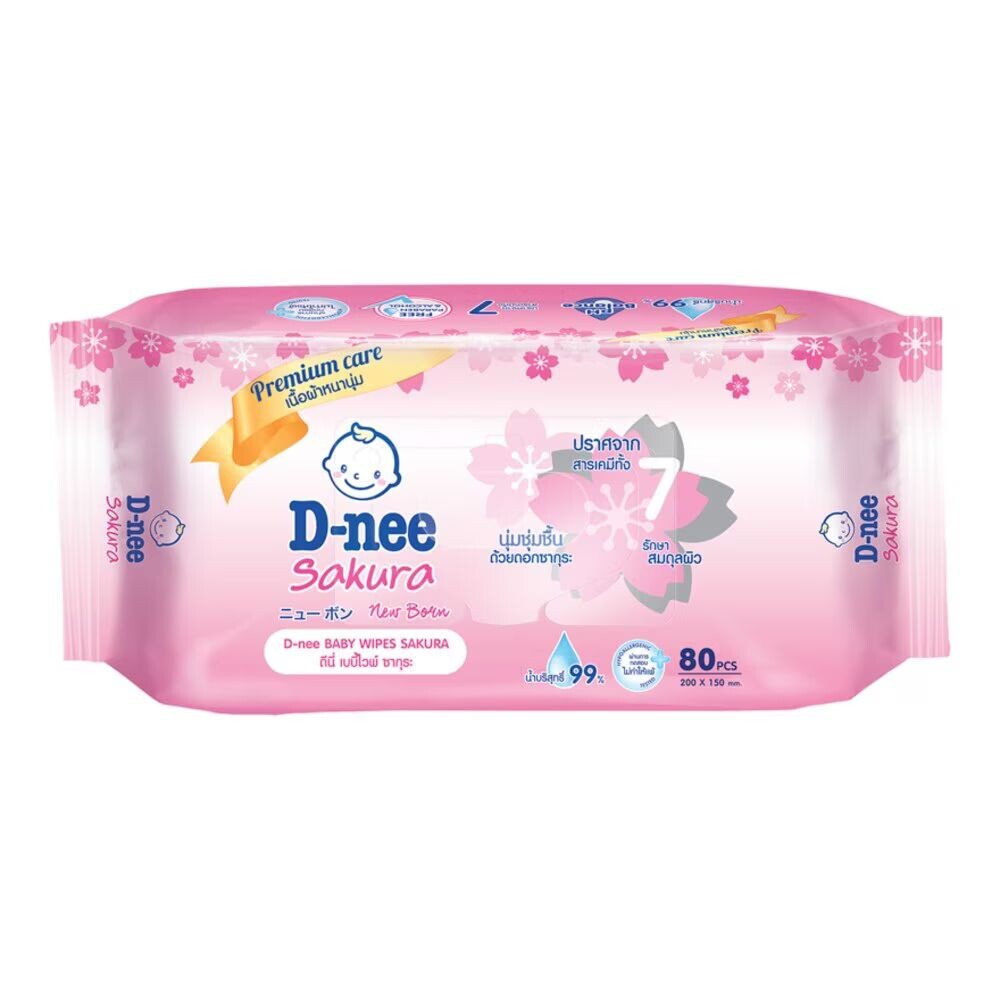 

D-Nee Детские салфетки Сакура Розовые 80 шт, Pink