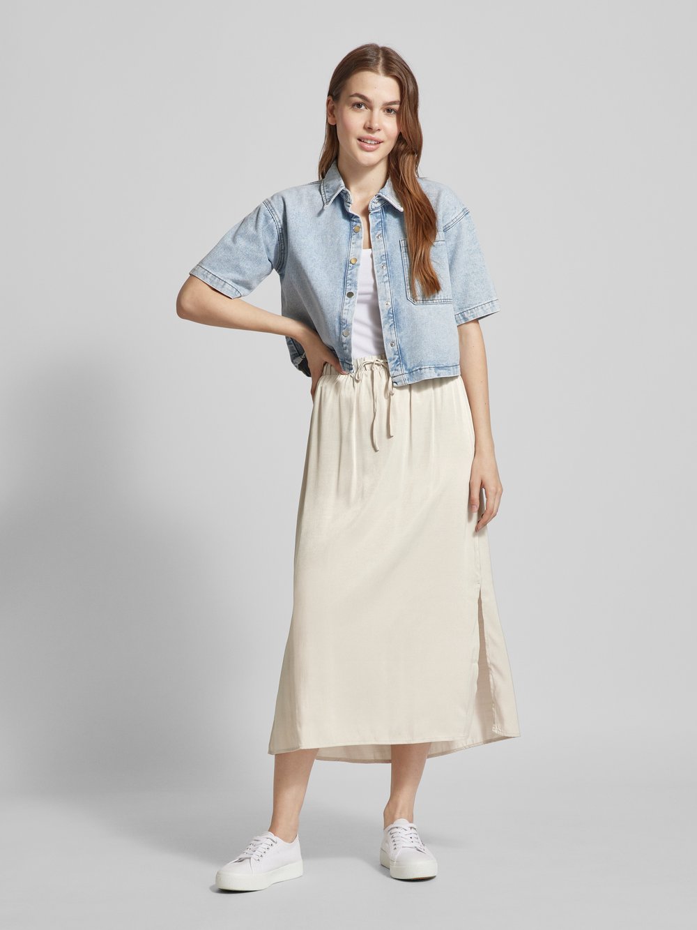 

Юбка миди однотонного кроя, модель «INA» Vero Moda, песочный