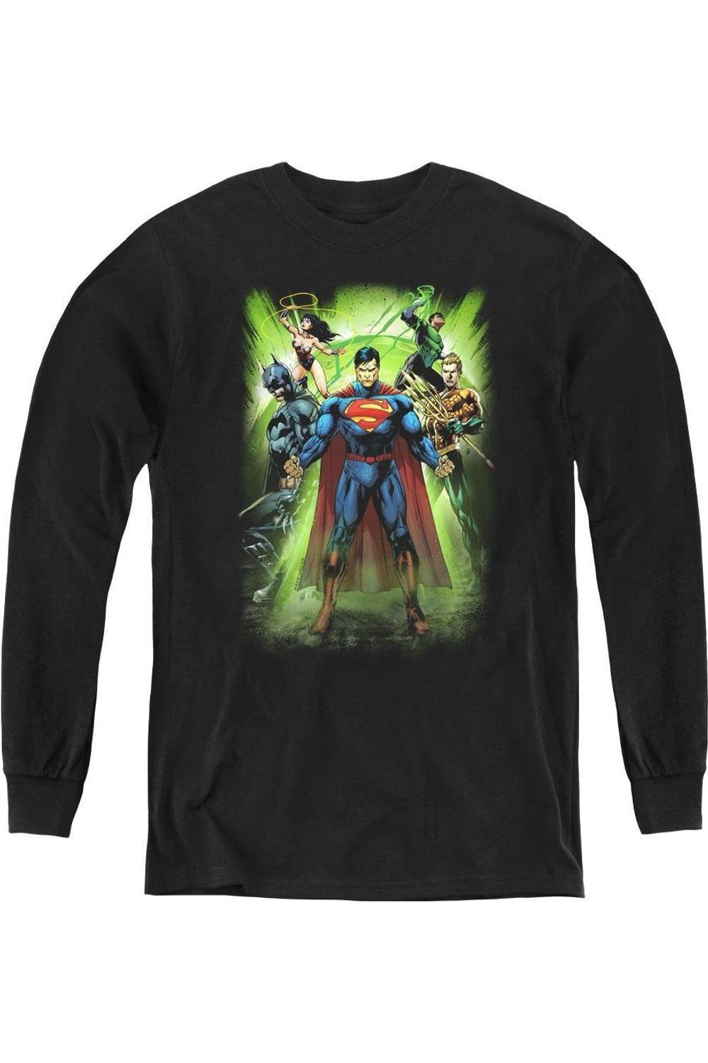 

Футболка с длинным рукавом Justice League of America Power Burst Youth Gildan, черный