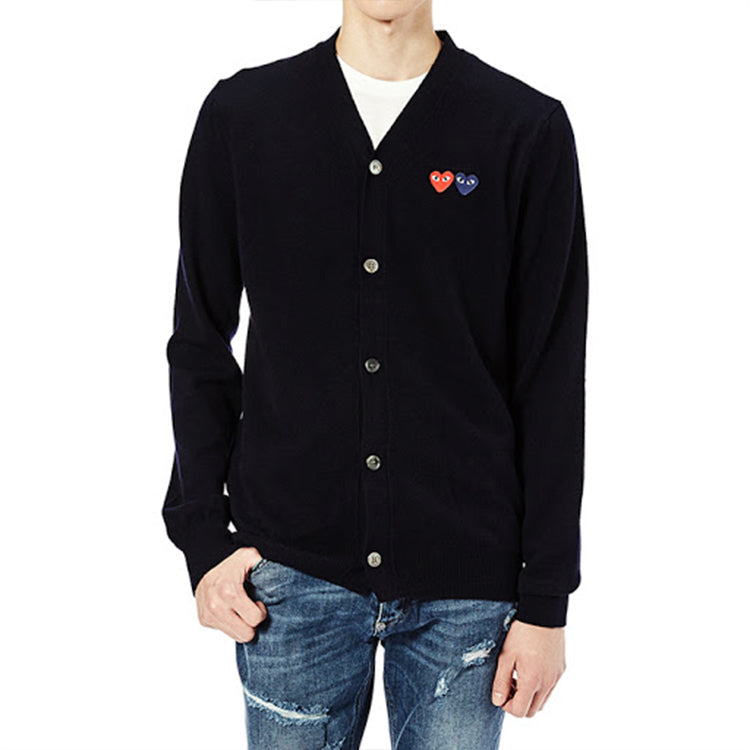 Кардиган COMME des GARCONS PLAY Cardigan With Double Emblems 'Navy' AZ-N058-051-2, темно-синий — фото 3