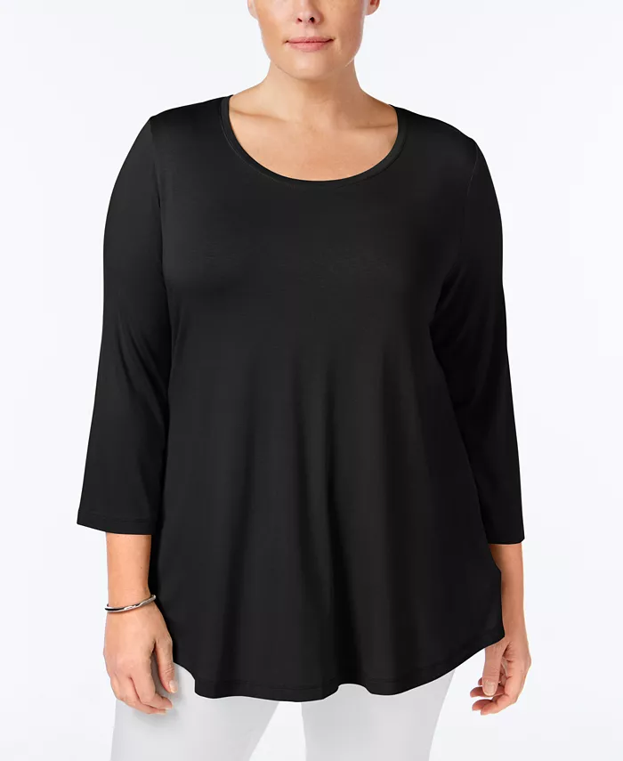 

Топ с рукавом 3/4 для полных JM Collection, черный