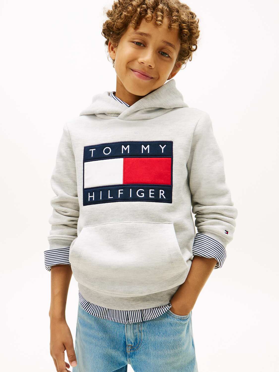 TOMMY HILFIGER Толстовка 'Heritage' в светло-сером цвете — фото 4