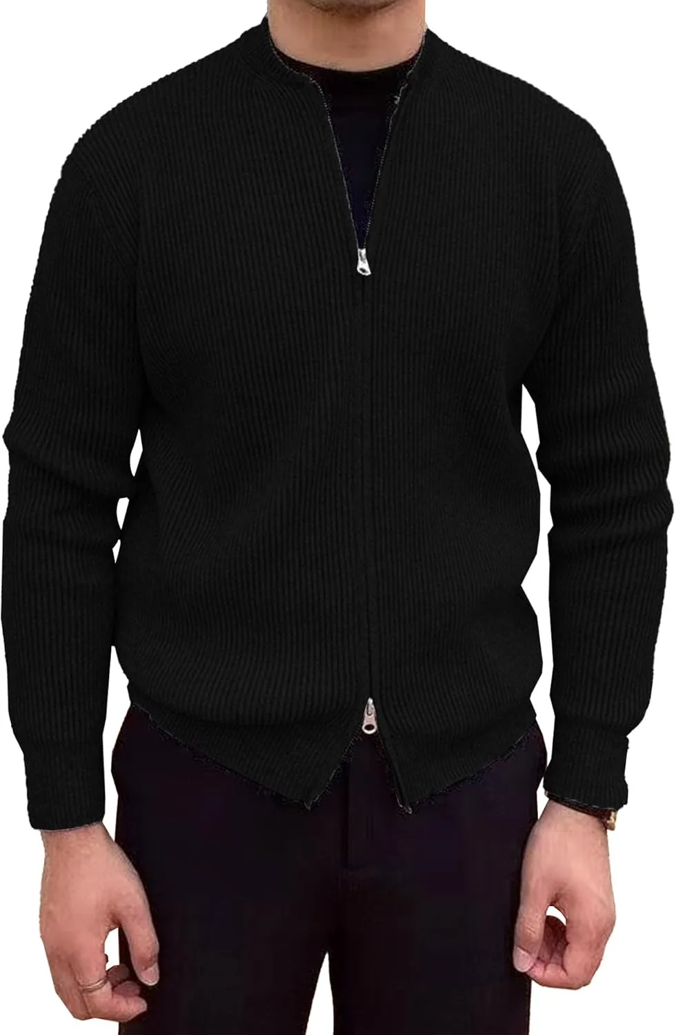 

Мужской кардиган с круглым воротником и молнией Slim Fit