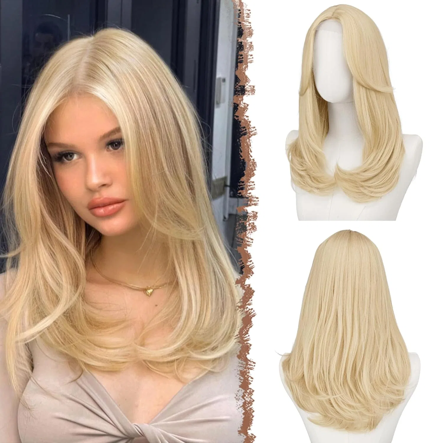 Женский парик FESHFEN Lace Front с челкой, 45 см, блонд Feshfen, Lace Front - Blonde
