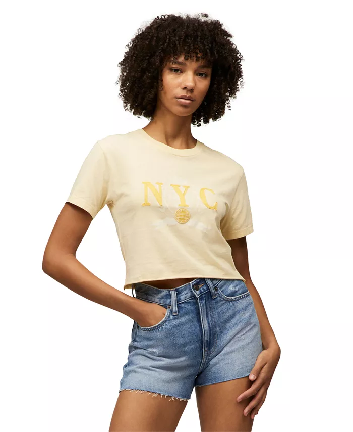 

Женская укороченная хлопковая футболка с круглым вырезом Tommy Jeans, желтый