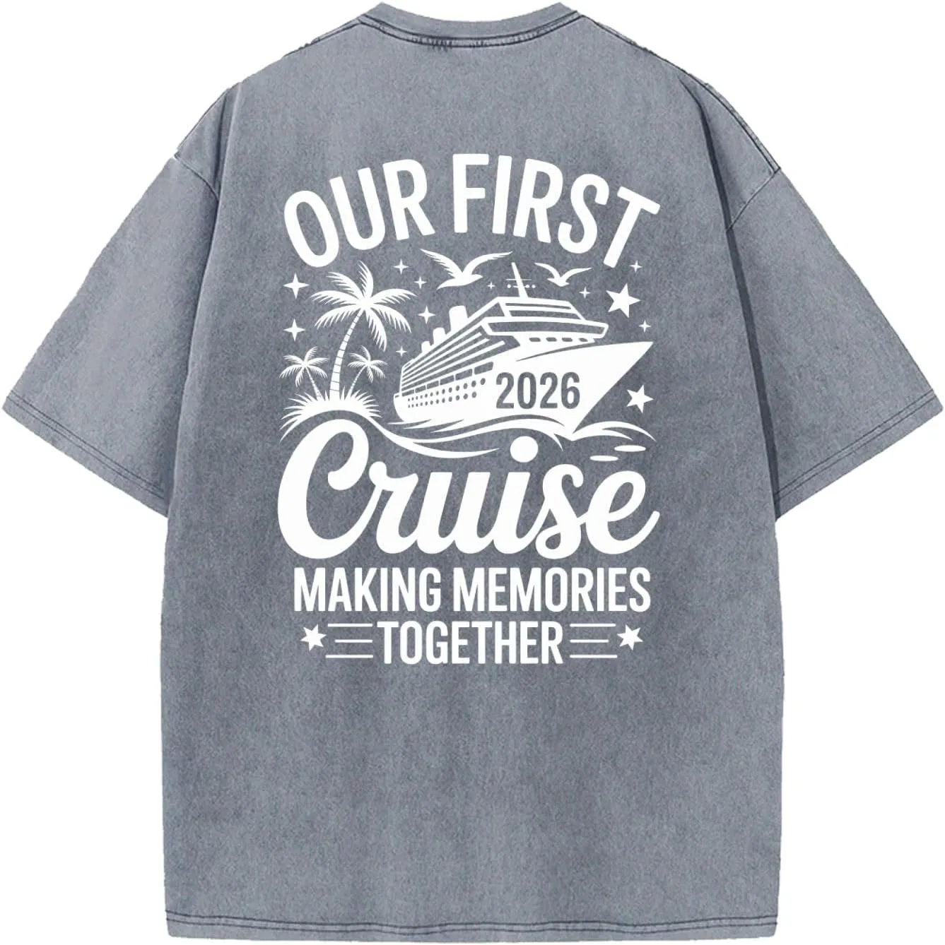 Футболка Our First Cruise 2026 для мужчин в винтажном стиле