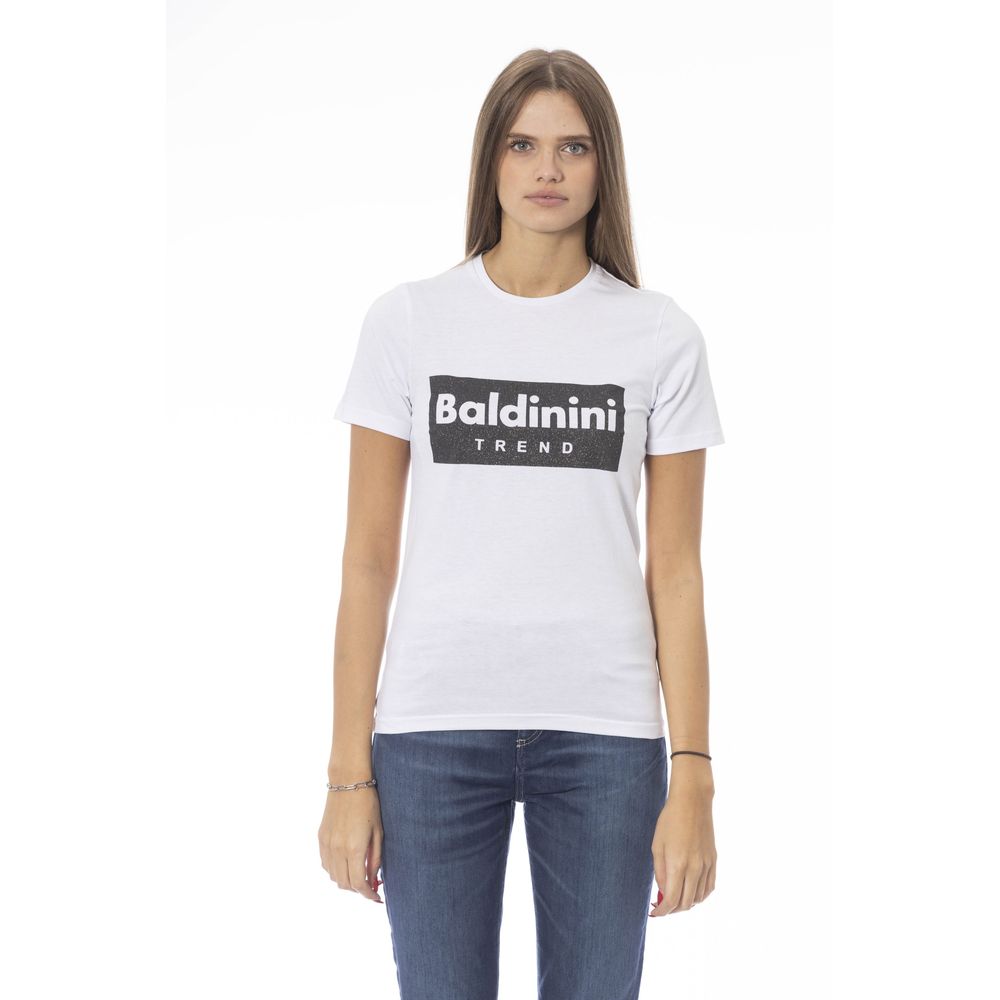 

Белая хлопковая женская футболка Baldinini Trend