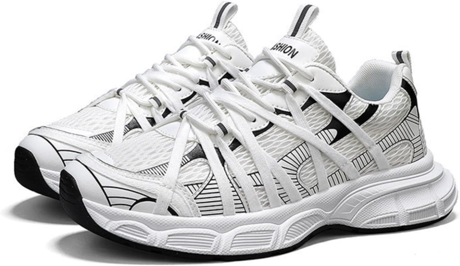 

Мужские повседневные кроссовки на платформе с сетчатыми вставками, дышащие шнурованные обувь для ходьбы, обеспечивающие комфорт и стиль каждый день Azttoztto, белый