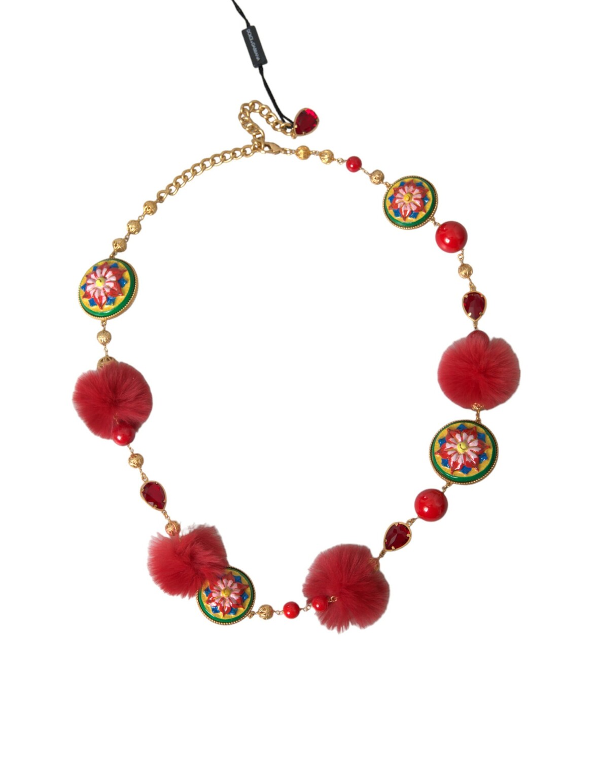 

Пояс Torero с золотым латунным красным мехом и кристаллами Dolce & Gabbana