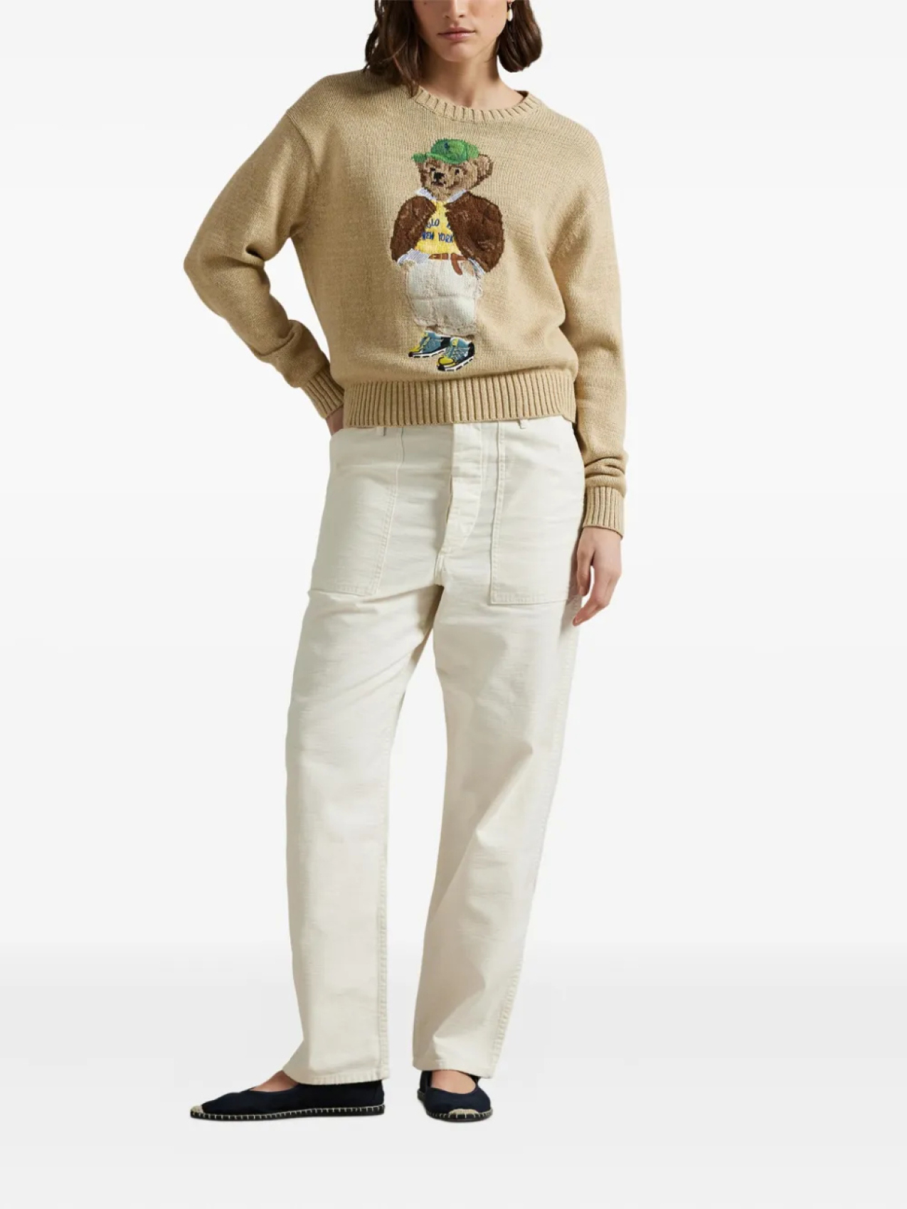 Polo Ralph Lauren свитер Polo Bear вязки интарсия, нейтральный — фото 2