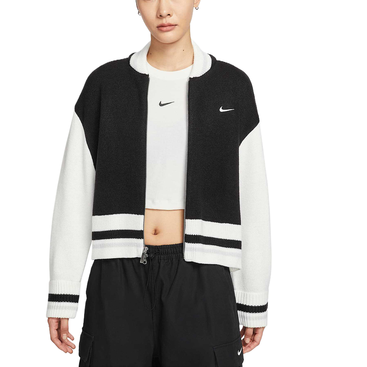 Топ Sportswear Knitwear Women's Nike, черный/белый/серый — фото 3