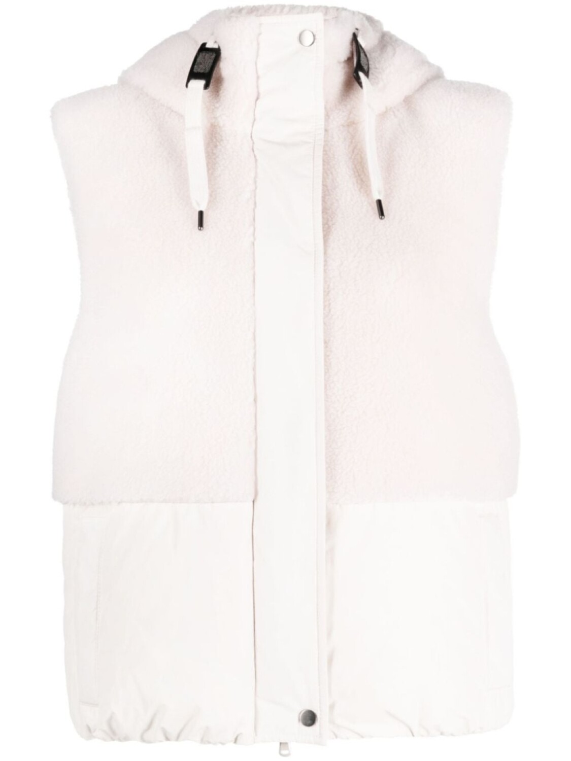 

Brunello Cucinelli жилет с капюшоном и искусственным мехом, нейтральный цвет