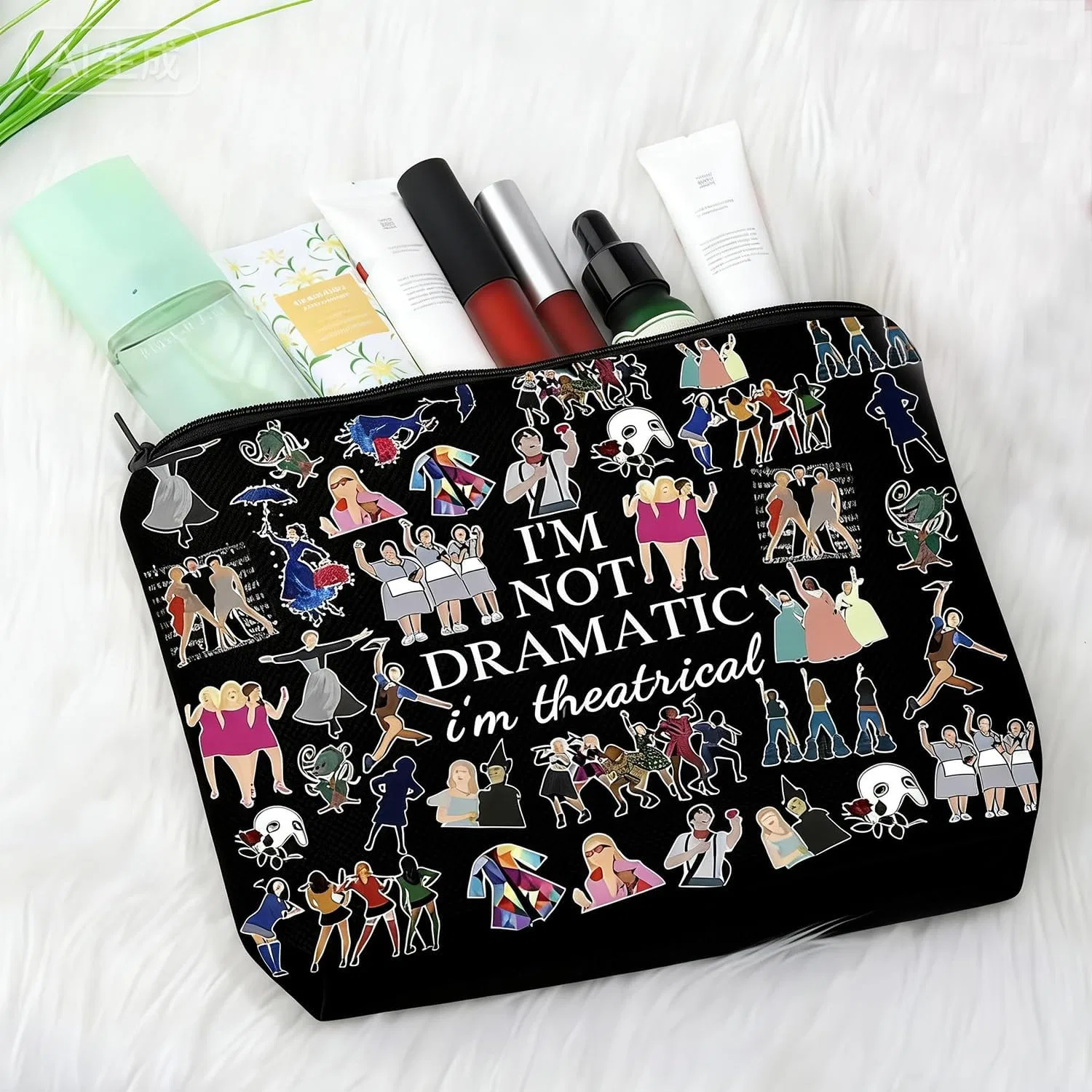 Черная косметичка «I'm Not Dramatic, I'm Theatrical» Elnx, Black Cosmetic Bag — фото 4