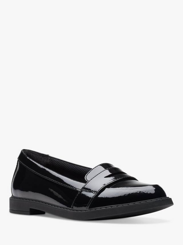 Детские школьные туфли-лоферы Scala Clarks, Black Patent — фото 2