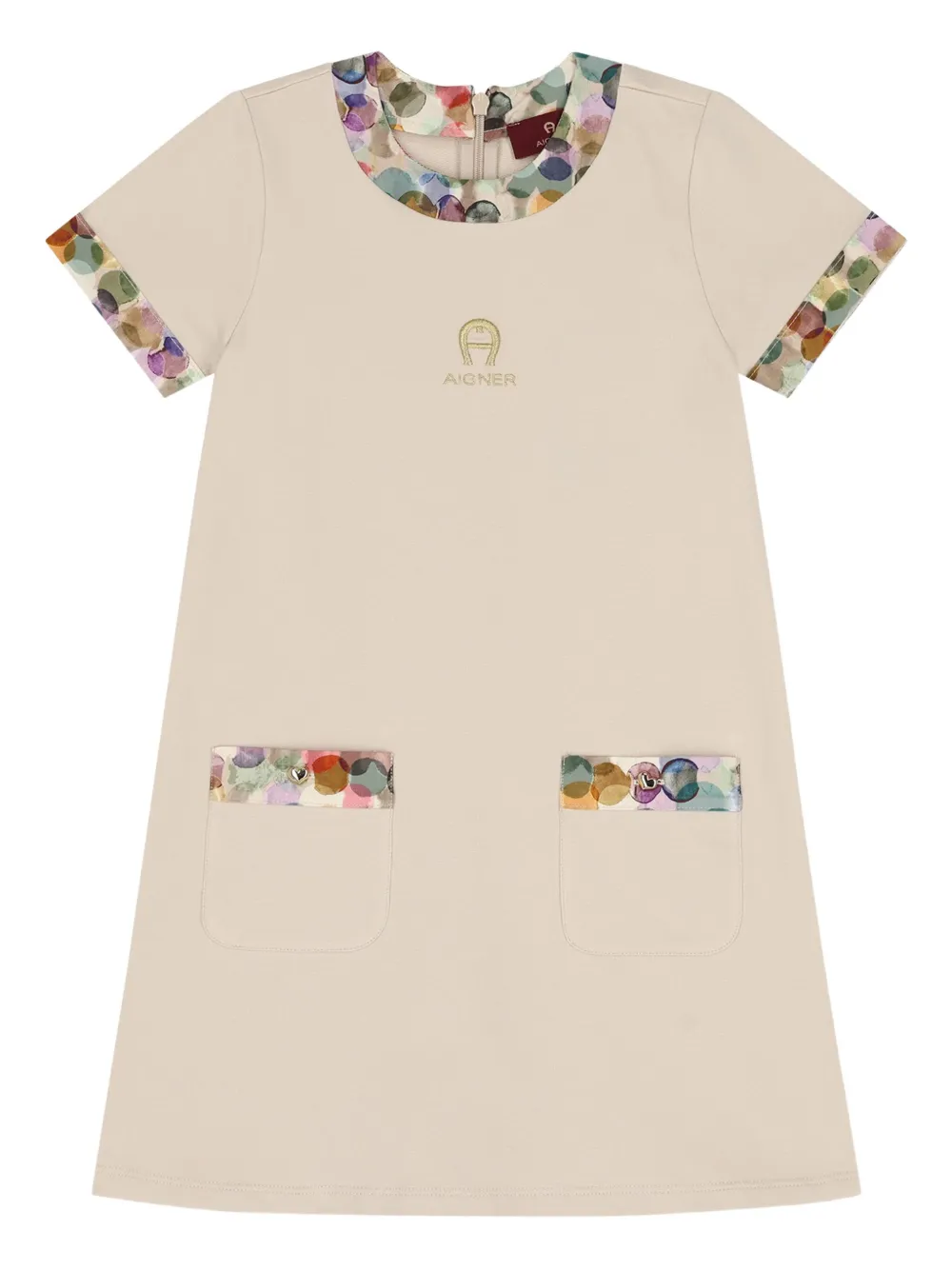 

Платье с вышитым логотипом и принтом Aigner Kids, нейтральный