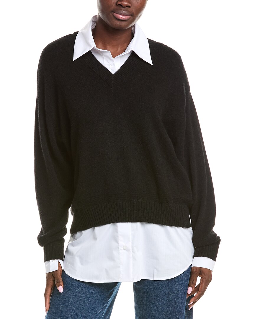 

Брод Кашемир Вязаный джемпер с V-образным вырезом Brodie Cashmere, черный