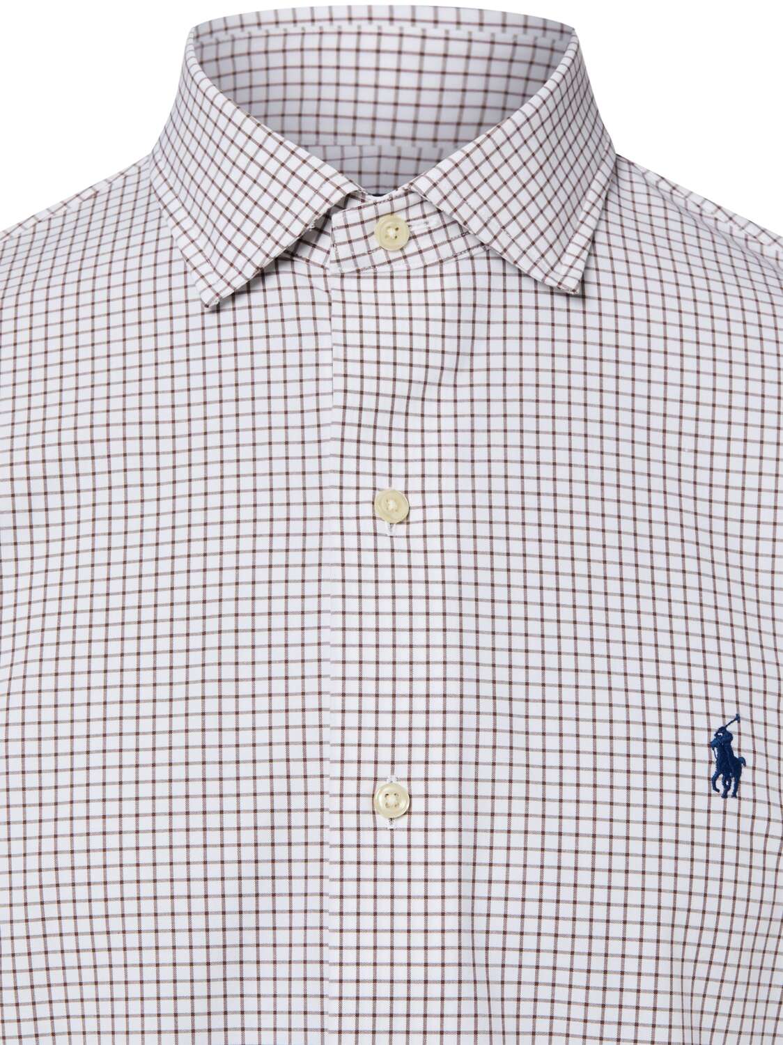 Polo Ralph Lauren Бизнес-рубашка Regular fit в коричневом и белом цветах — фото 3