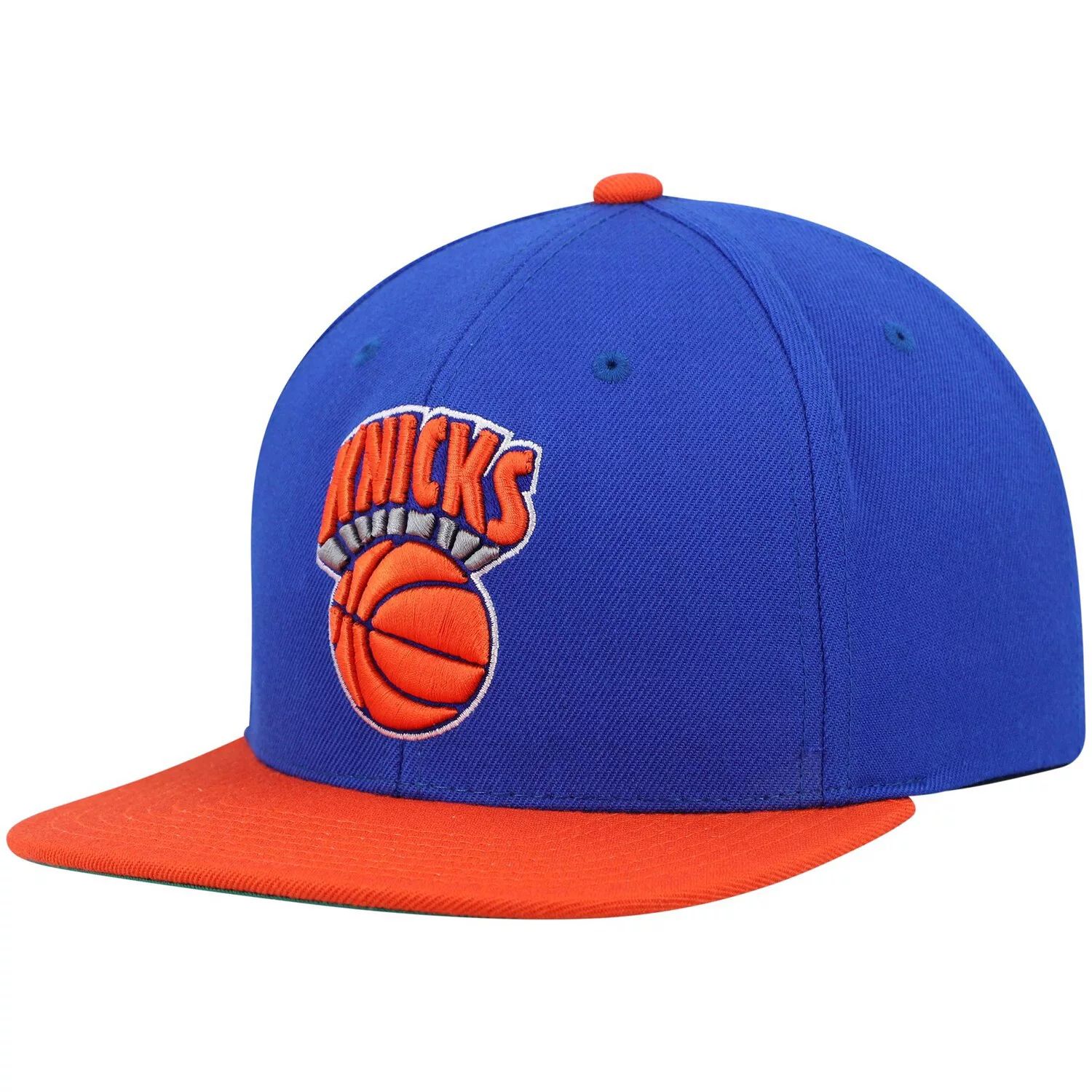 

Мужская двухцветная бейсболка Snapback 2.0 Mitchell & Ness синего/оранжевого цвета New York Knicks Hardwood Classics Team