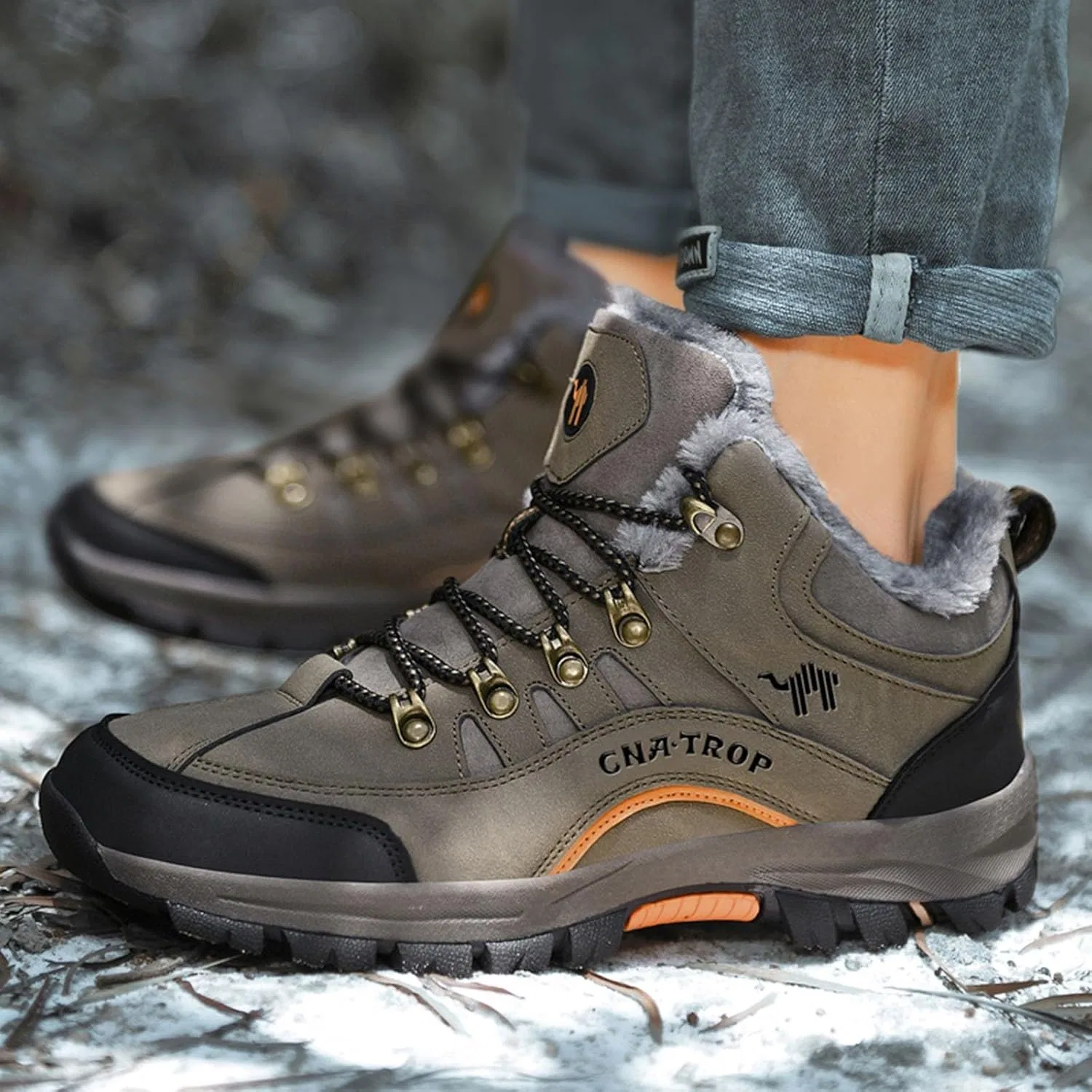 Кроссовки Schuhe Herren - Schuhe Herren Sommer, Winter Freizeit Sport Schnürschuhe Baumwolle Wanderschuhe Warme mit Baumwolle verdickte Schneestiefel Generic, Braun — фото 3