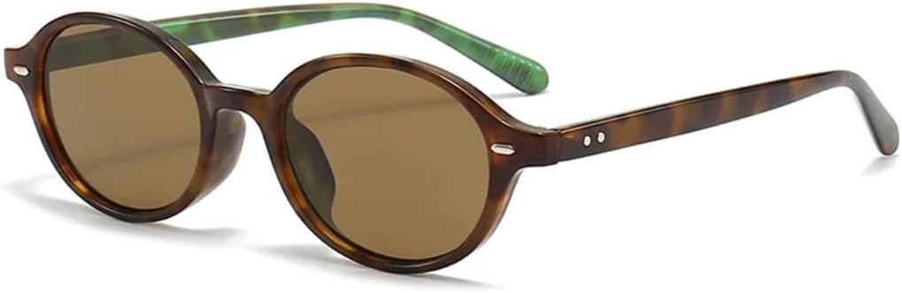 

Ретро маленькие овальные солнцезащитные очки для женщин и мужчин с заклепками, модные очки, роскошные солнцезащитные очки с защитой от УФ-излучения UV400 SZVVBKK, Leopard Tea