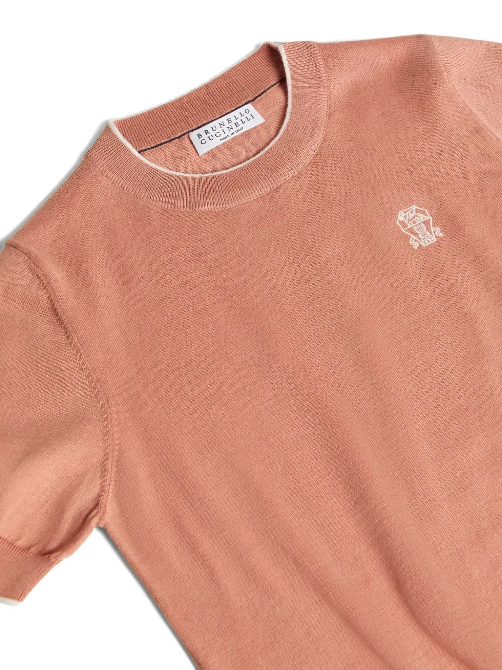 Легкая трикотажная футболка из хлопка с логотипом Brunello Cucinelli Kids, оранжевый — фото 3