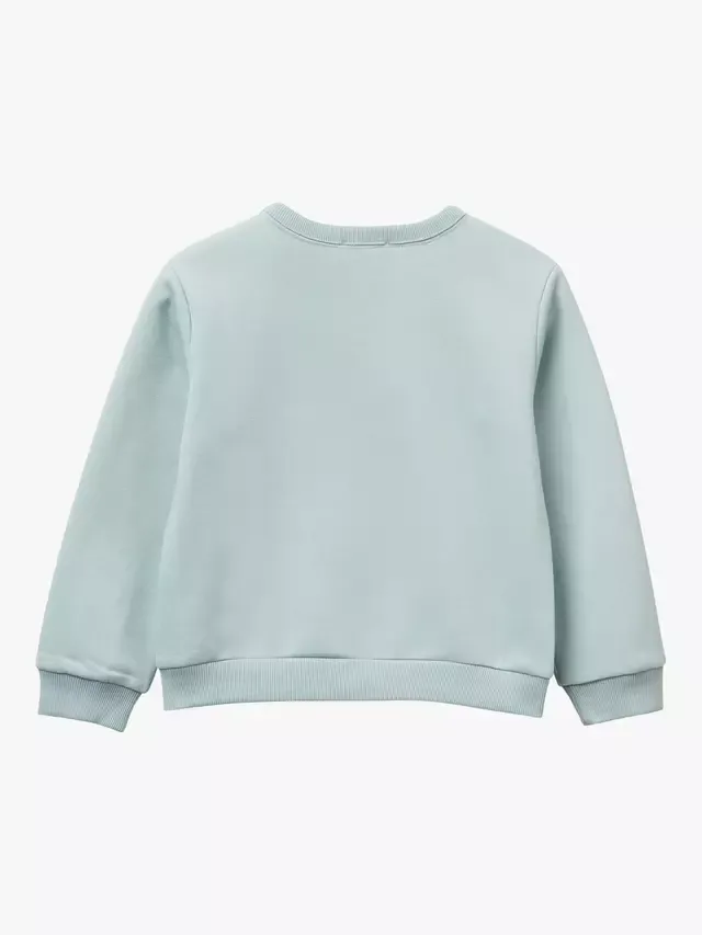 Детская толстовка из смесовой хлопковой ткани с логотипом, зеленая Benetton — фото 2