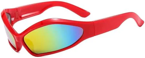 

Спортивные солнцезащитные очки в стиле панк для женщин и мужчин, солнцезащитные очки в стиле стимпанк неправильной формы для женщин, ретро-очки MTZJH, C6 Red Film