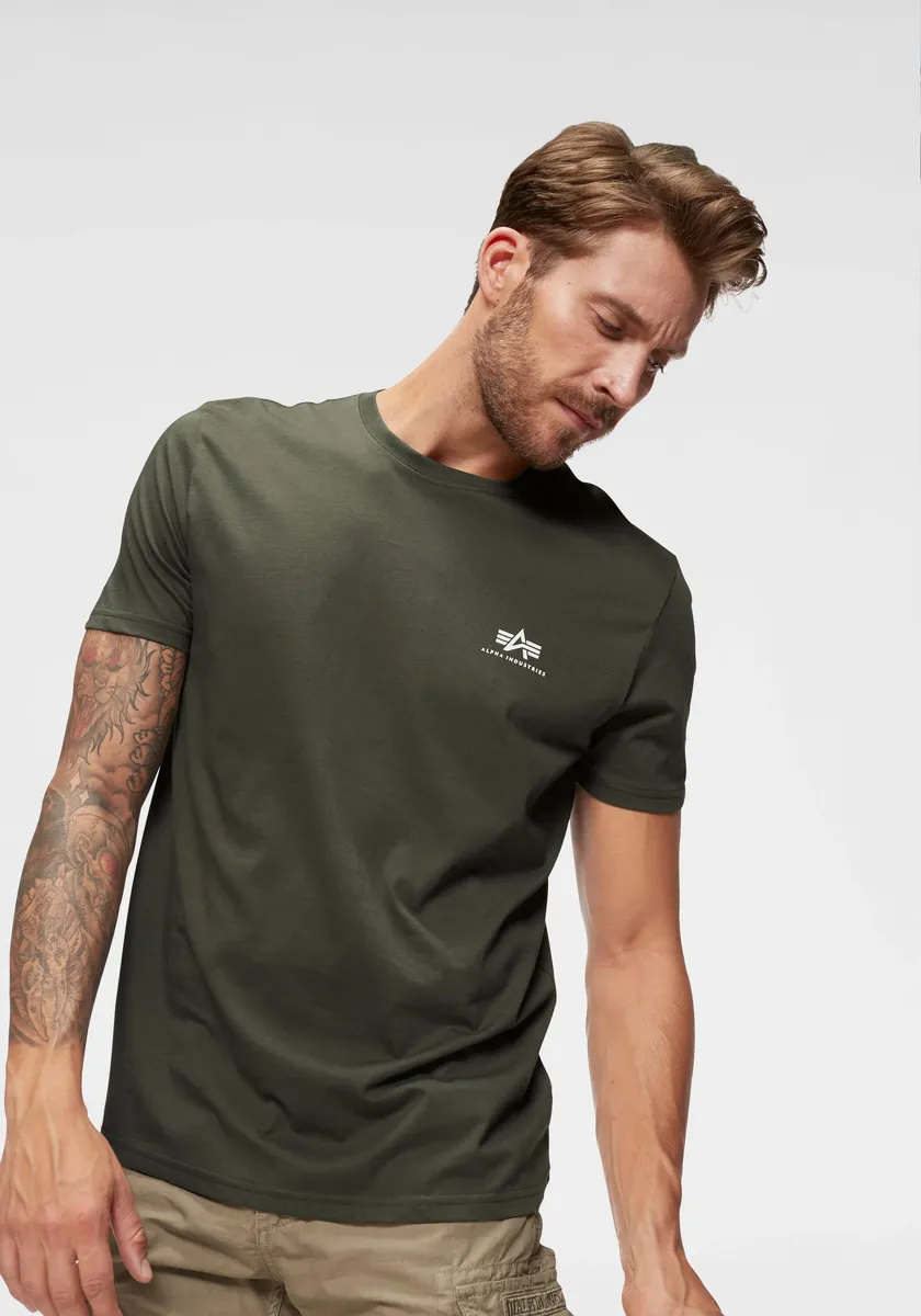 

Рубашка с круглым вырезом Alpha Industries "BASIC T SMALL LOGO", зеленый