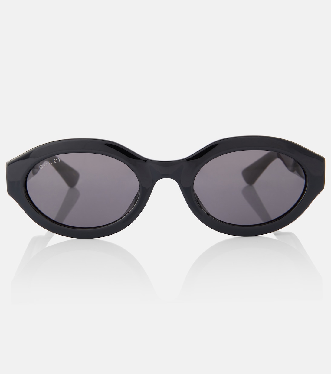 

Минималистичные овальные солнцезащитные очки GG Gucci, Black-Black-Grey