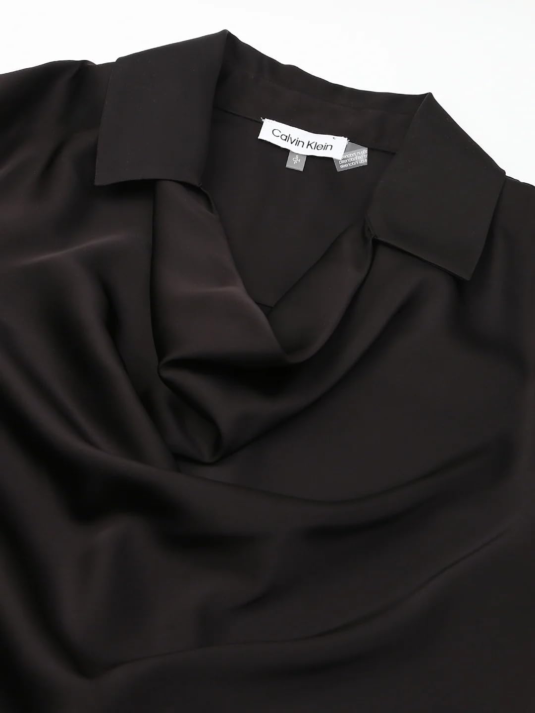 Женская блузка Calvin Klein Jeans с длинным рукавом и драпированным воротником, Black — фото 2