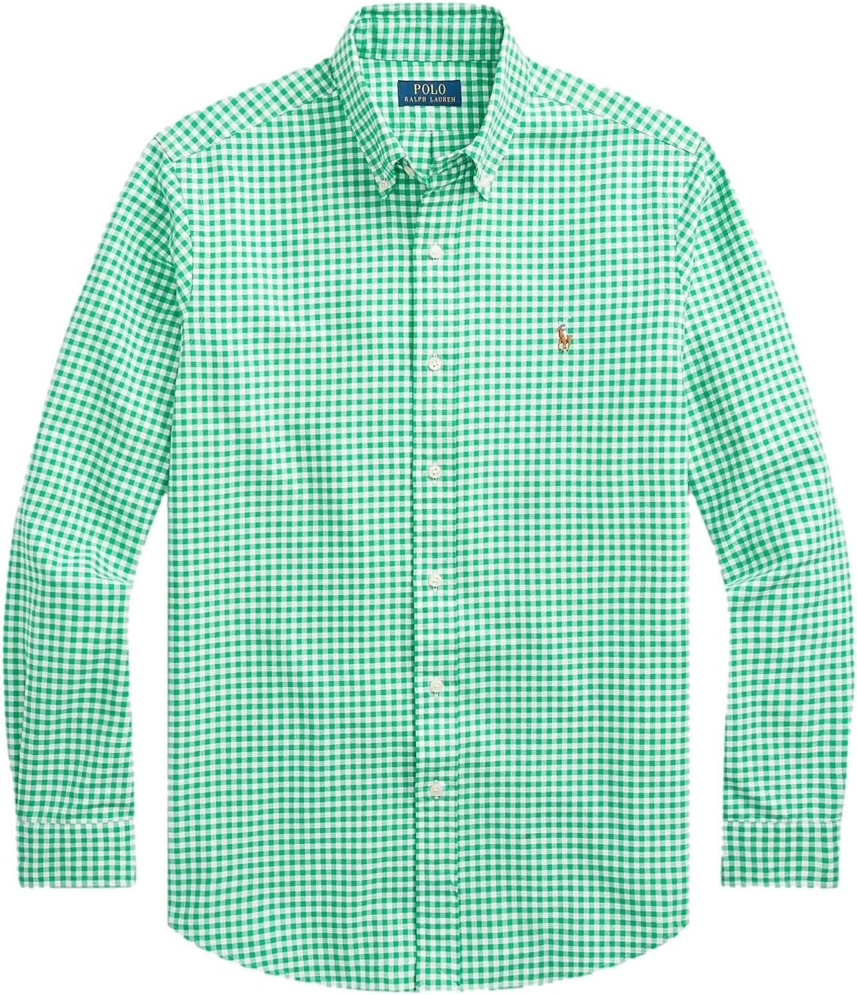 

POLO RALPH LAUREN Мужская классическая клетчатая оксфордская рабочая рубашка с длинным рукавом, (Collection 2024) Checkered Emerald Green/White