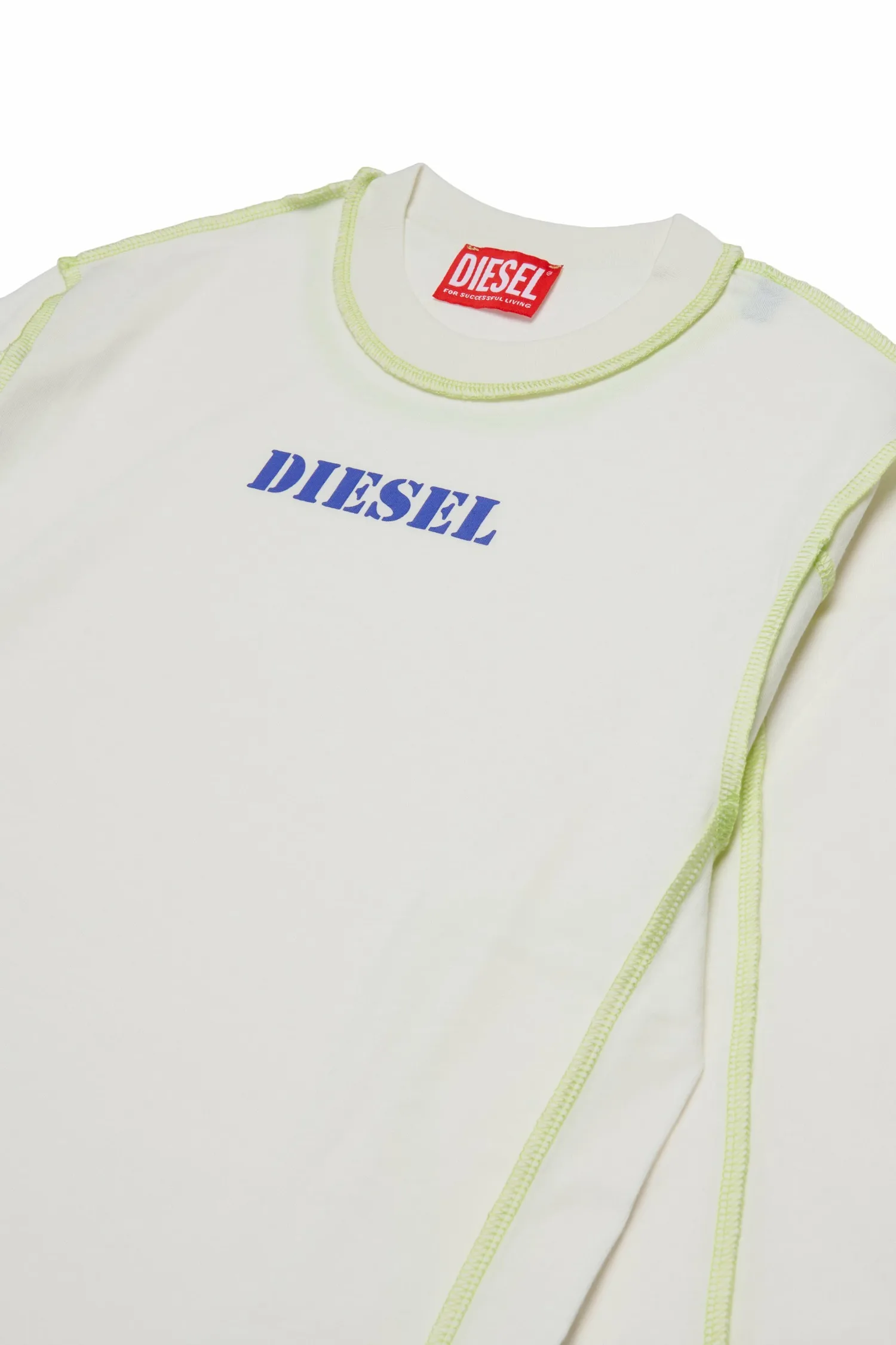 Детская футболка с длинным рукавом TCRAORLS Diesel, off white — фото 3