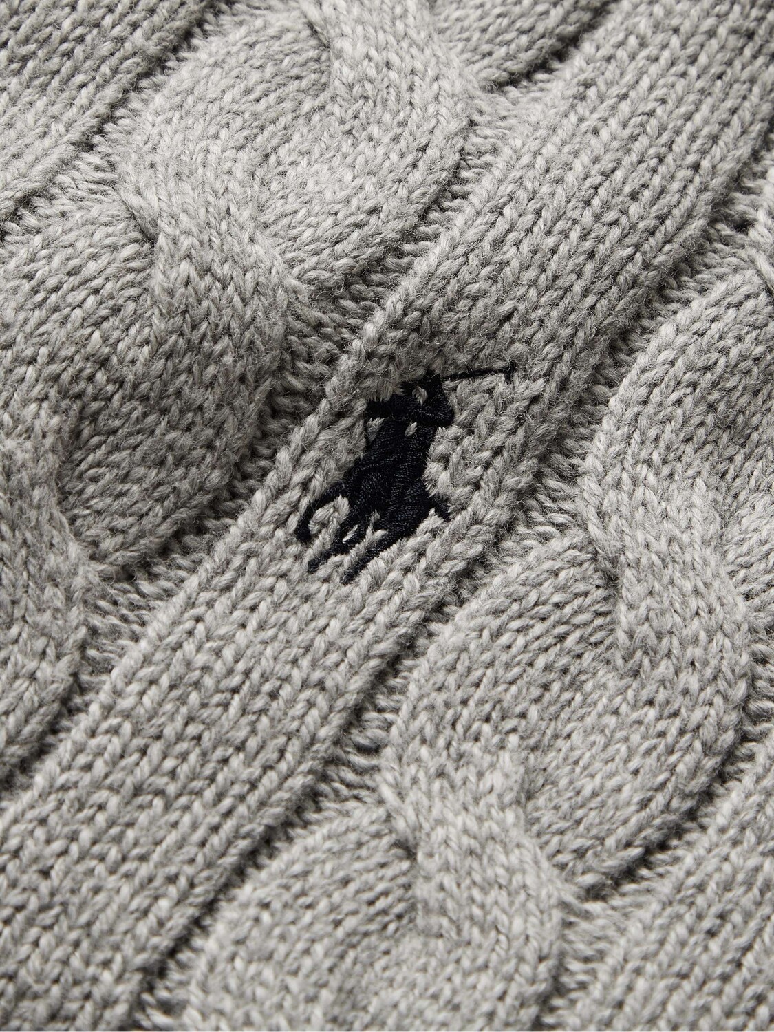 Хлопковый свитер косой вязки POLO RALPH LAUREN, серый — фото 3
