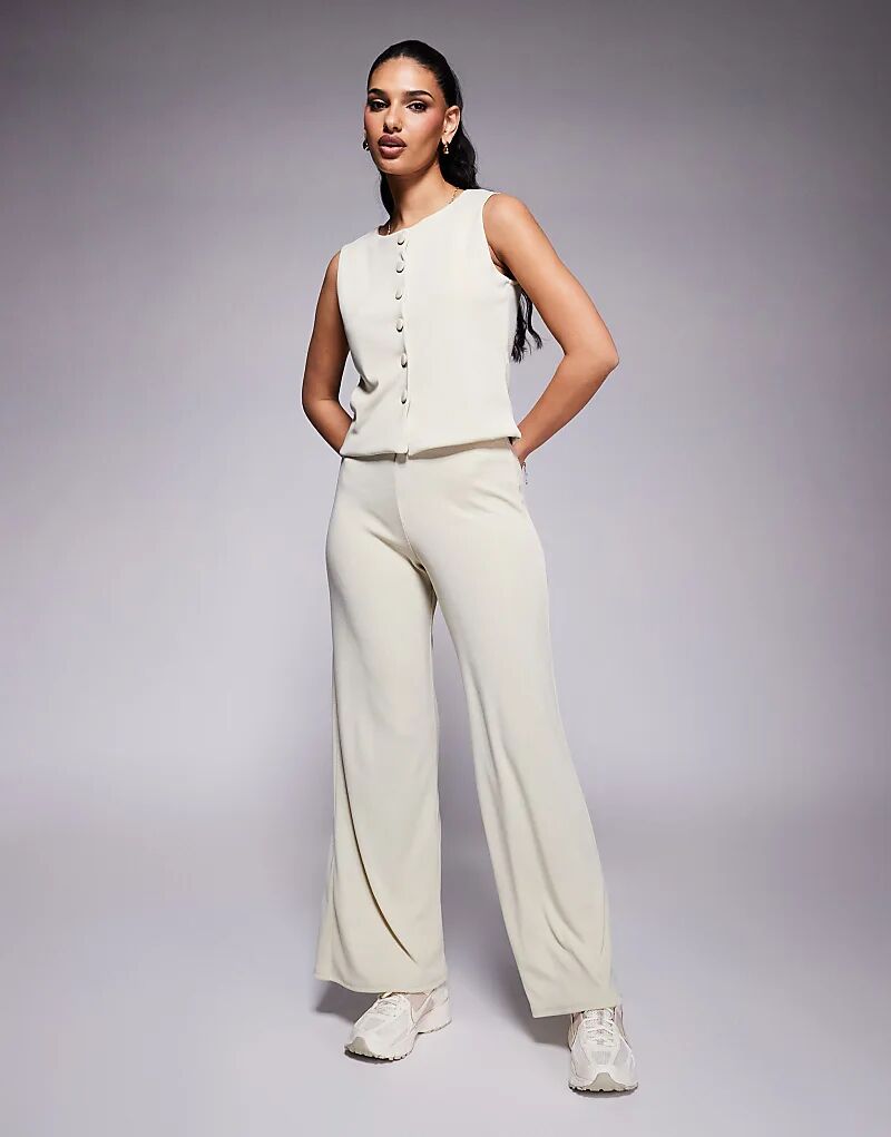 

Широкие брюки в рубчик от ASOS DESIGN, цвет «песочный»