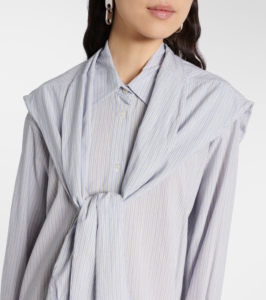 Многослойное полосатое платье-рубашка Acne Studios, Blue/White — фото 4