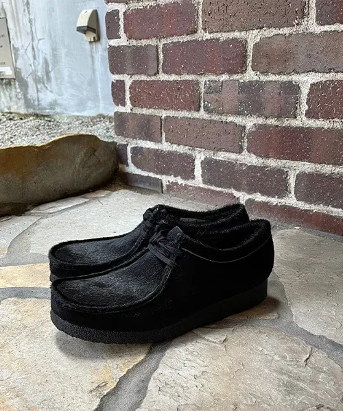 Мужские мокасины из кожи Clarks Wallabee чёрные