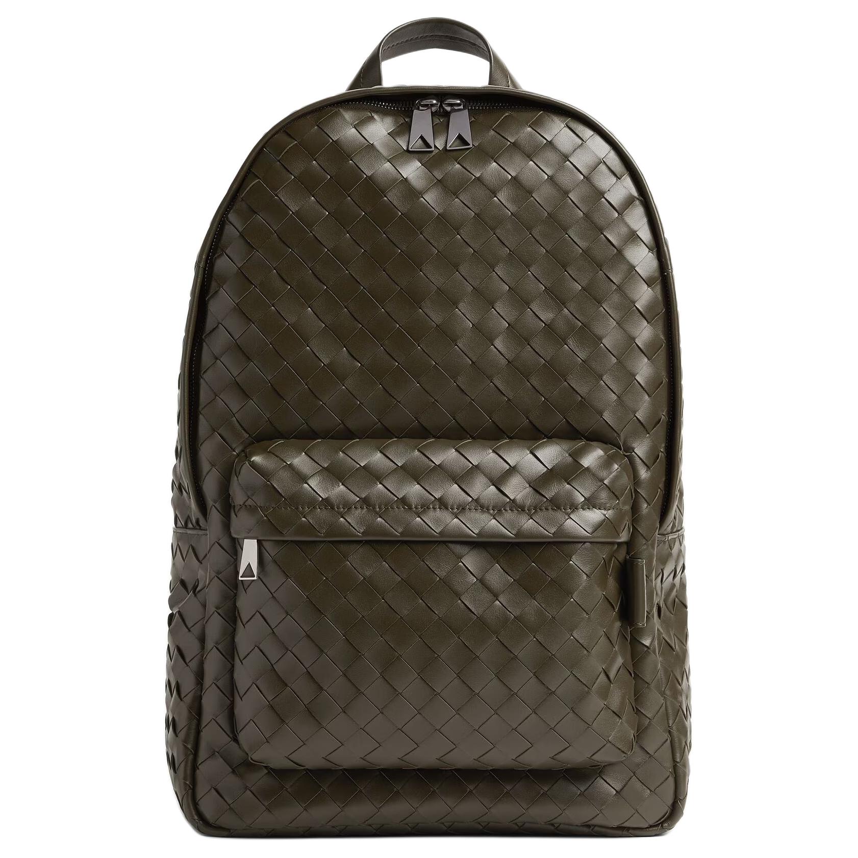 

Bottega Veneta Рюкзак среднего размера из телячьей кожи Intrecciato цвета хаки для мужчин