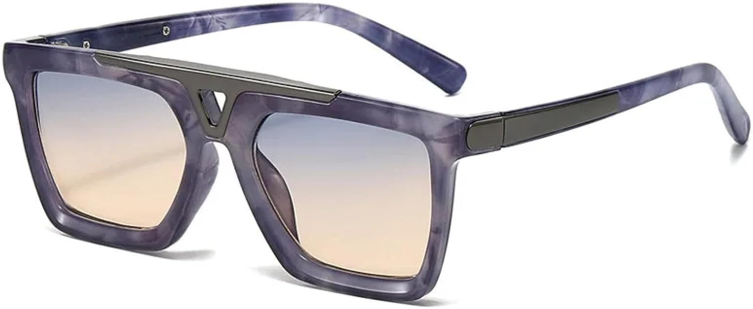 

Большие солнцезащитные очки для женщин и мужчин в винтажном стиле, с металлической оправой, модные солнцезащитные очки для женщин с защитой от УФ-излучения UV400 TKKTLLT, Blue Tea