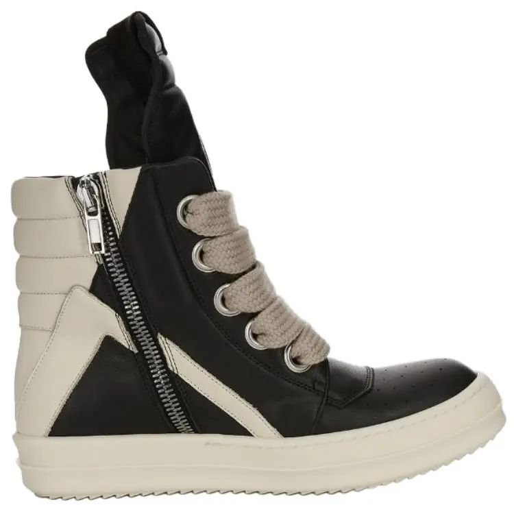 RICK OWENS Женские высокие конкордианские скейтерские кроссовки Jumbolace Geobasket черные белые — фото 3