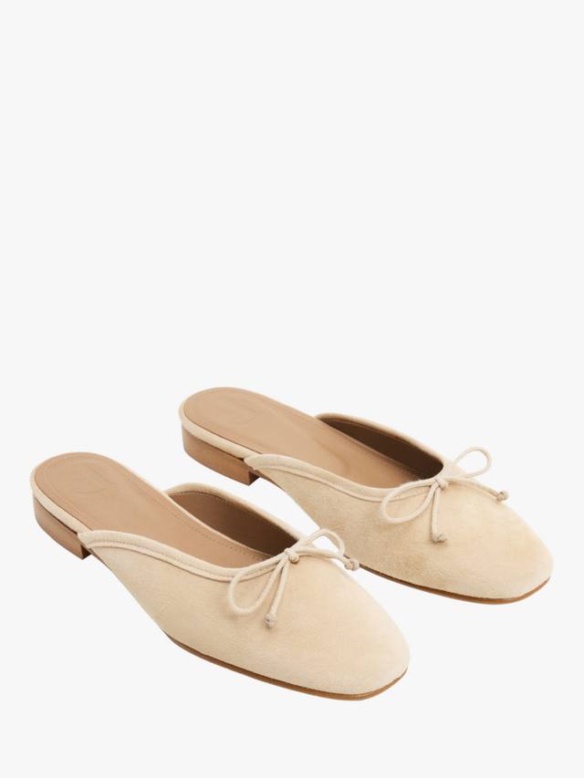 Балетки Malva Suede на босую ногу без задника Flattered, Beige — фото 4
