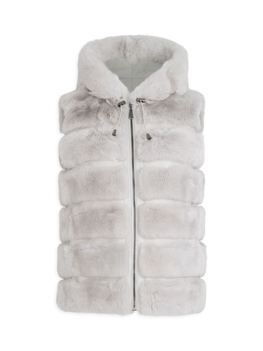 

Двусторонний жилет с капюшоном из овчины Made For Generations WOLFIE FURS, цвет Platinum