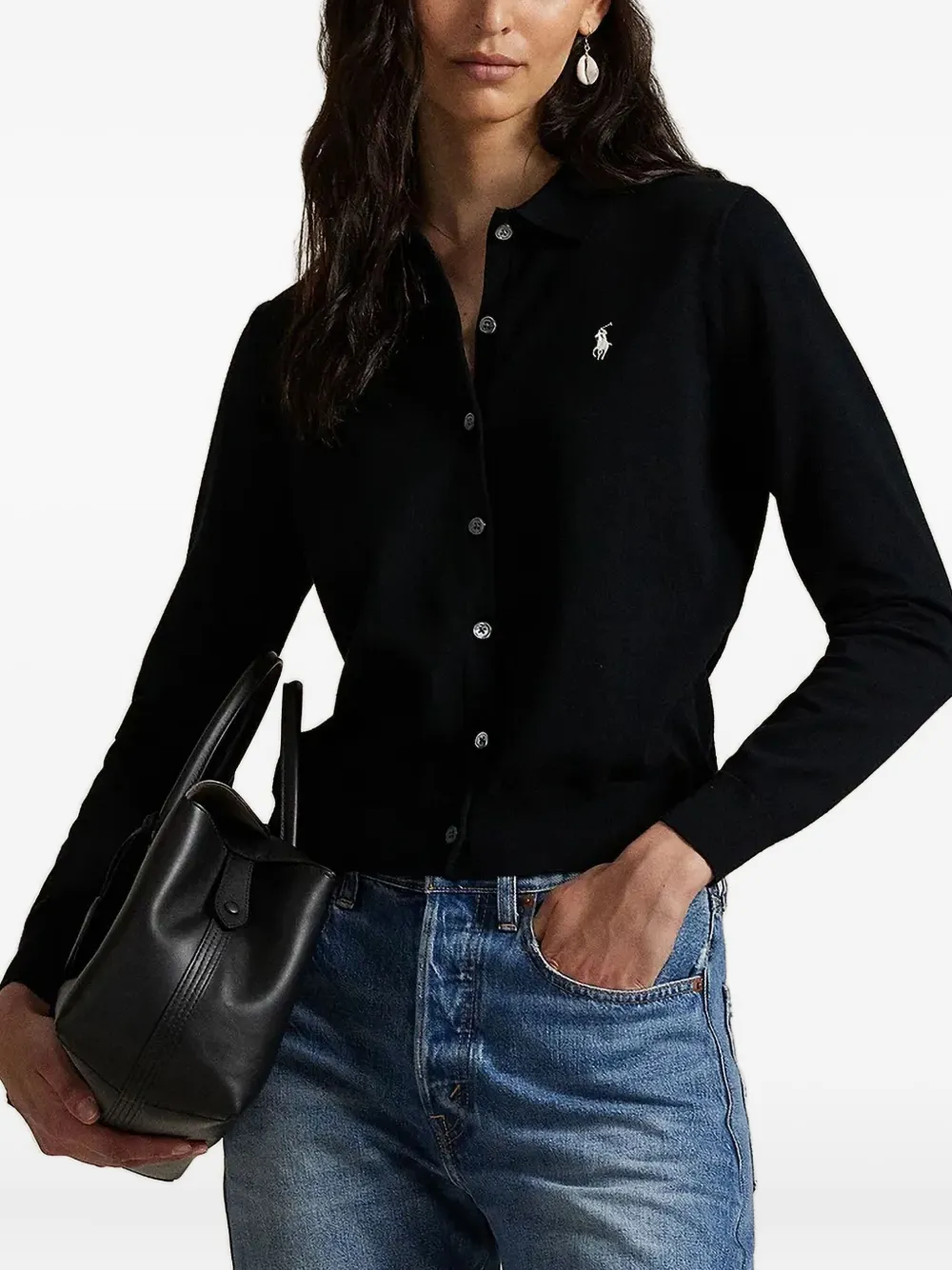 

Кардиган с воротником поло POLO RALPH LAUREN, черный