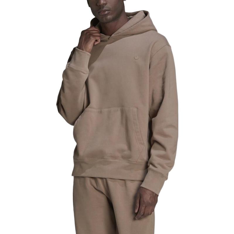 Худи Men's adidas originals Solid Color Logo Embroidered Pullover Hooded Long Sleeves Brown HN6932 — фото 2
