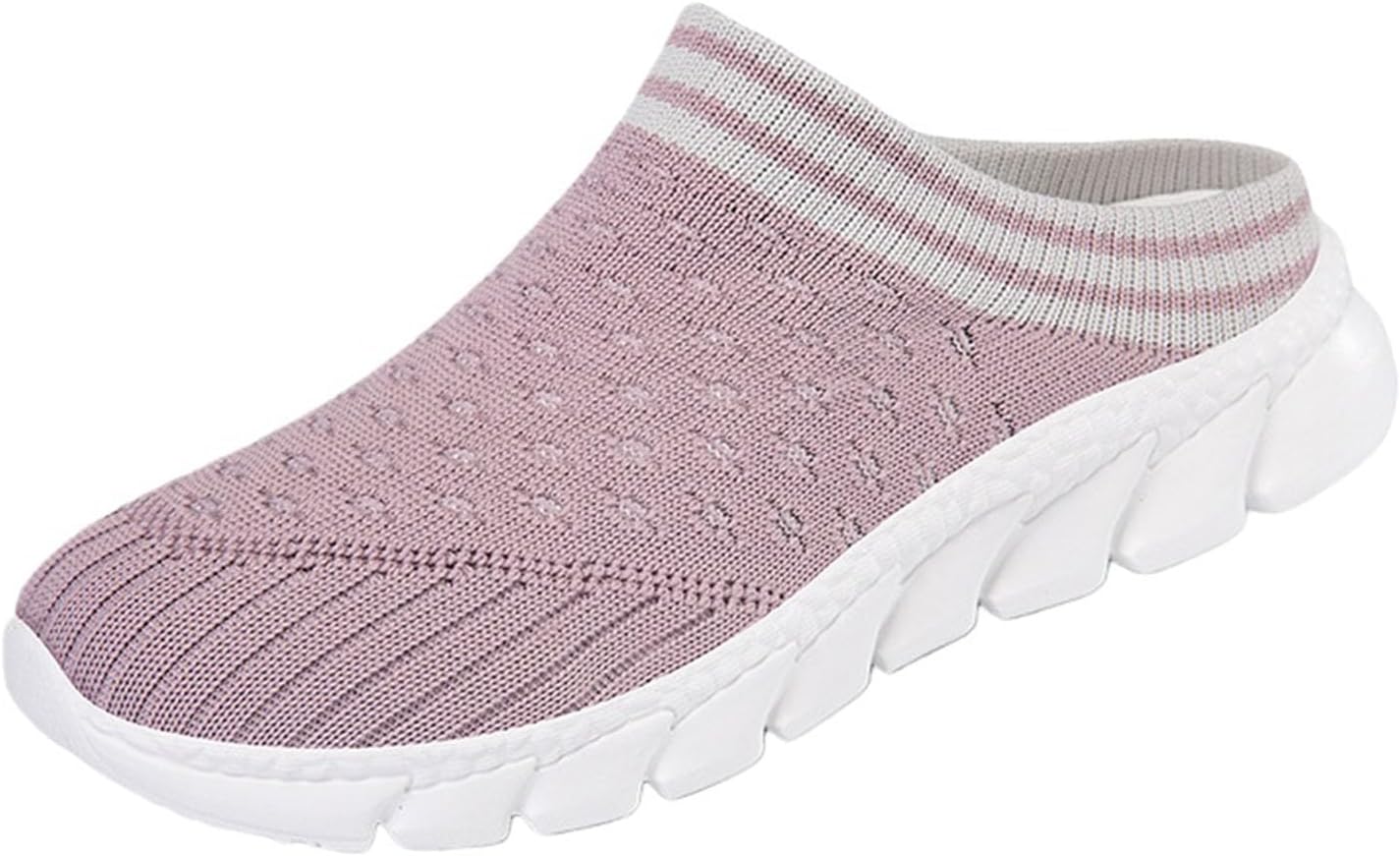 

Женские легкие прогулочные кроссовки из сетки с дышащей мягкой подошвой, мюли с открытой пяткой, повседневные тапочки, удобные, для спорта на улице, сандалии на танкетке Movnebyro, светло-фиолетовый