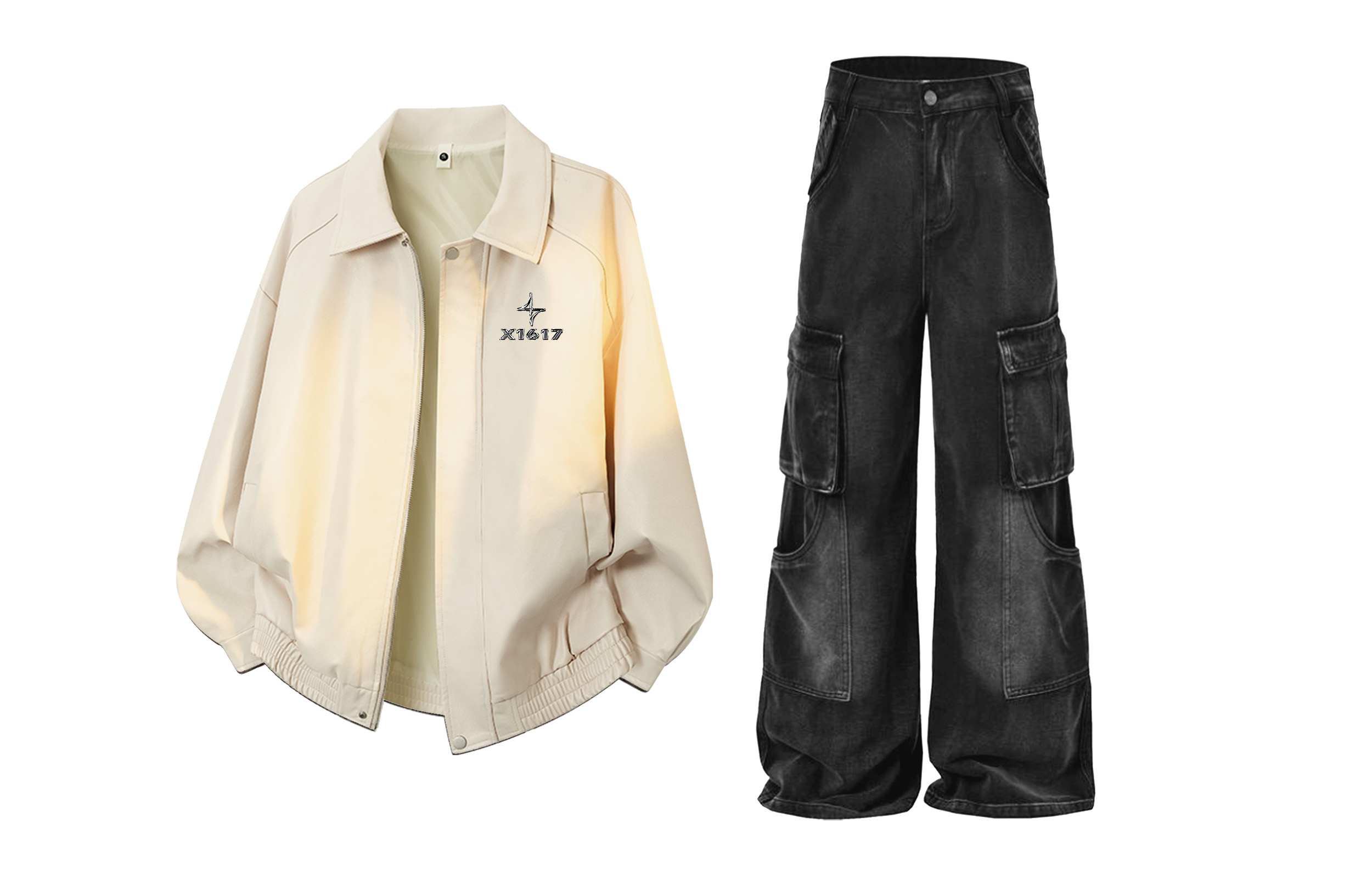 

Повседневная спортивная одежда Unisex с лацканом Moderate X1617, оранжевый jacket+черный pants