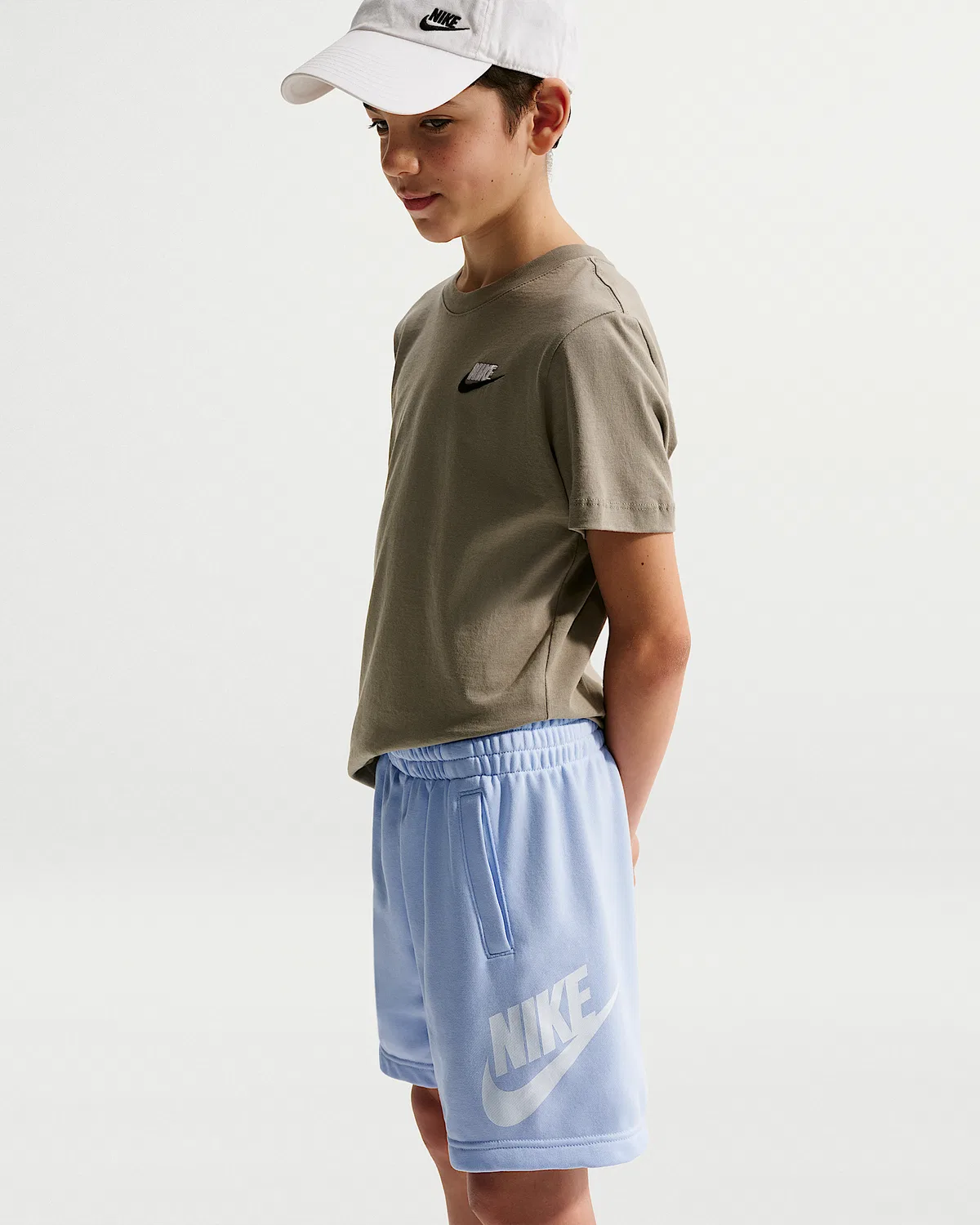 Детские шорты Nike Sportswear Club Fleece из французского флиса, Hydrogen Blue/White — фото 4