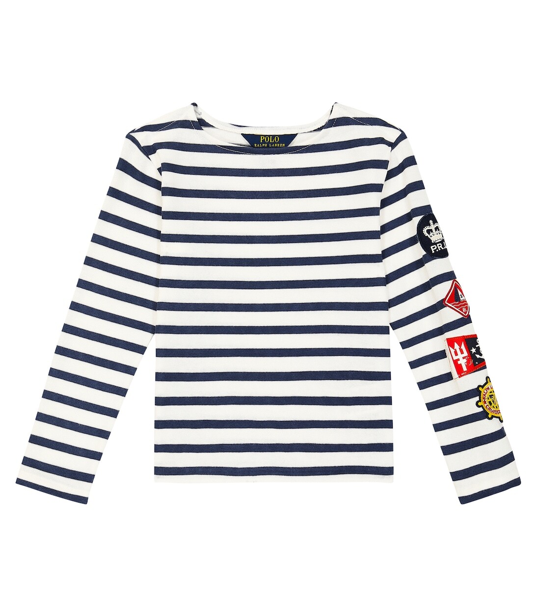 

Полосатый хлопковый топ Polo Ralph Lauren Kids, синий