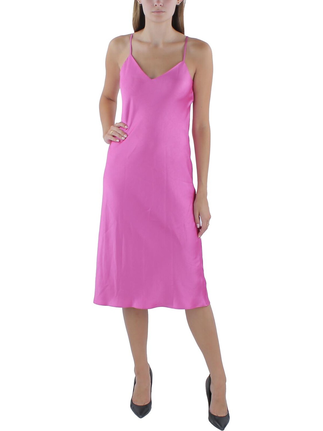 

Женское шелковое длинное платье-комбинация BCBGMAXAZRIA, розовый