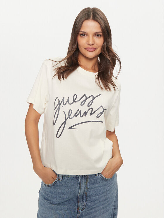 

Футболка свободного покроя Guess Jeans, экрю