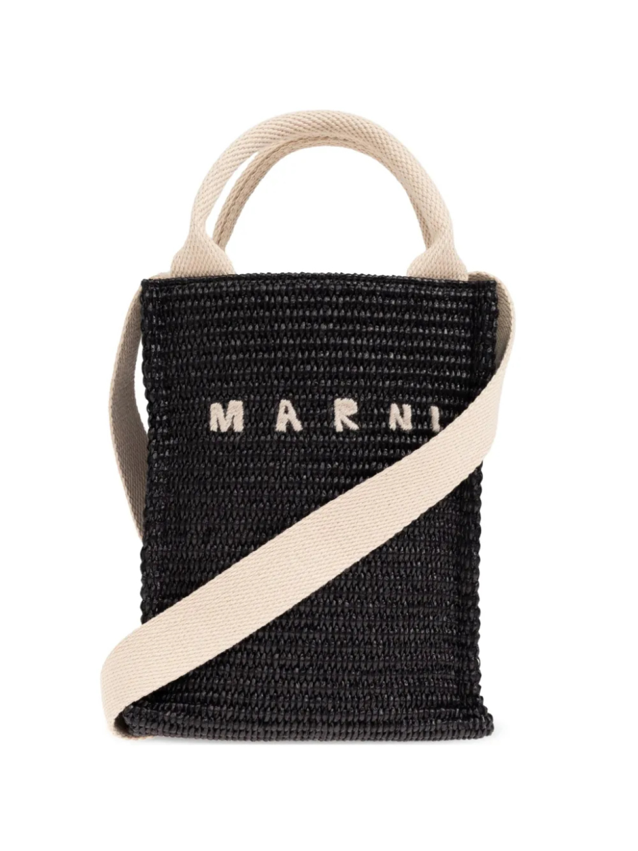 

Сумка через плечо с вышитым логотипом Marni, черный